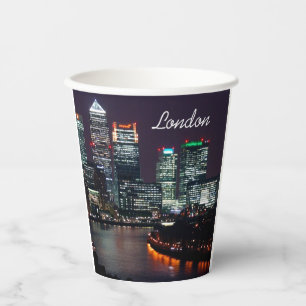 Vasos De Papel London City Night Skyline Reino Unido