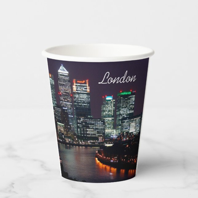 Vasos De Papel London City Night Skyline Reino Unido (Anverso)