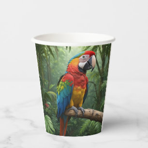 Vasos De Papel Loro de Macao en la jungla