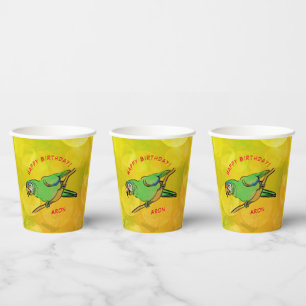 Vasos De Papel Loro feliz cumpleaños