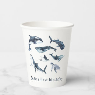 Vasos De Papel Los animales del océano favorecen la bolsa
