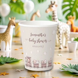 Vasos De Papel Los animales Safari Baby Entrenan en Baby Shower