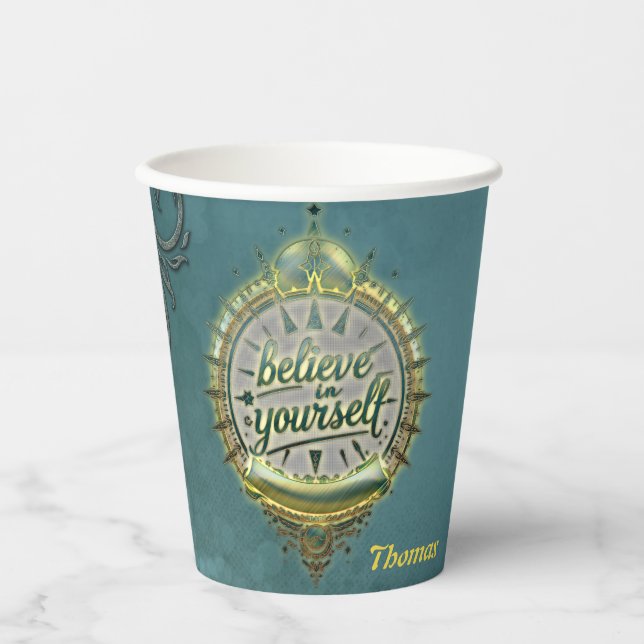 Vasos De Papel Los caminos dorados creen en ti mismo. (Anverso)