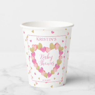 Vasos De Papel Los Corazones Rosados Eran Un Pequeño Baby Shower 