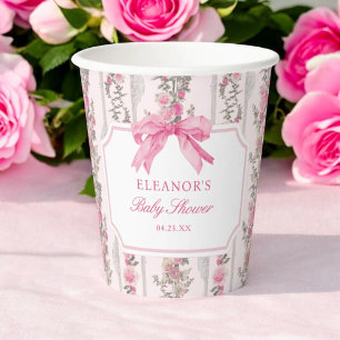 Vasos De Papel Los favoritos de Baby Shower rosado en color