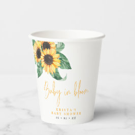 Vasos De Papel Los girasoles caen en el Baby Shower en flor