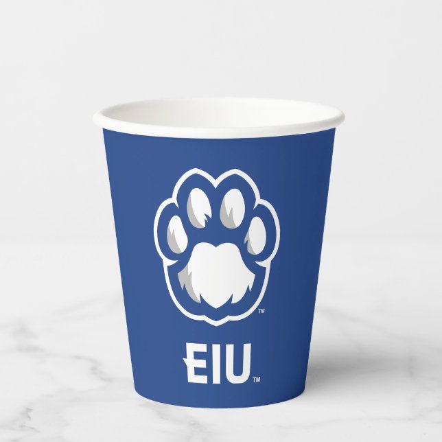 Vasos De Papel Los Panthers de Illinois Oriental Paw Print y EIU (Anverso)