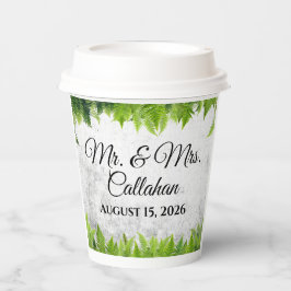 Vasos De Papel Los románticos helechos naturales dejan una elegan