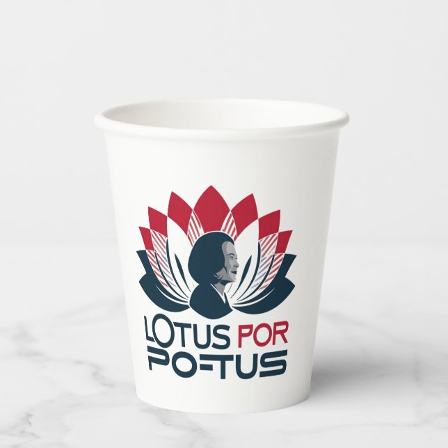 Vasos De Papel Lotus para POTUS Kamala Harris 2024 (Anverso)