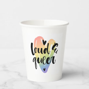 Vasos De Papel Loud & Queer   Corazón acuarela