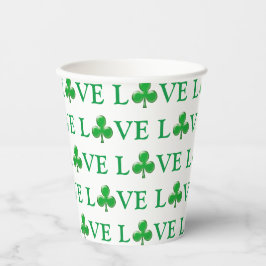 Vasos De Papel Love Green Clover Shamrock Pattern moderno