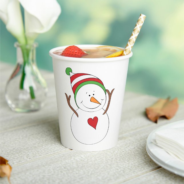 Vasos De Papel Love Heart Snowman (Subido por el creador)