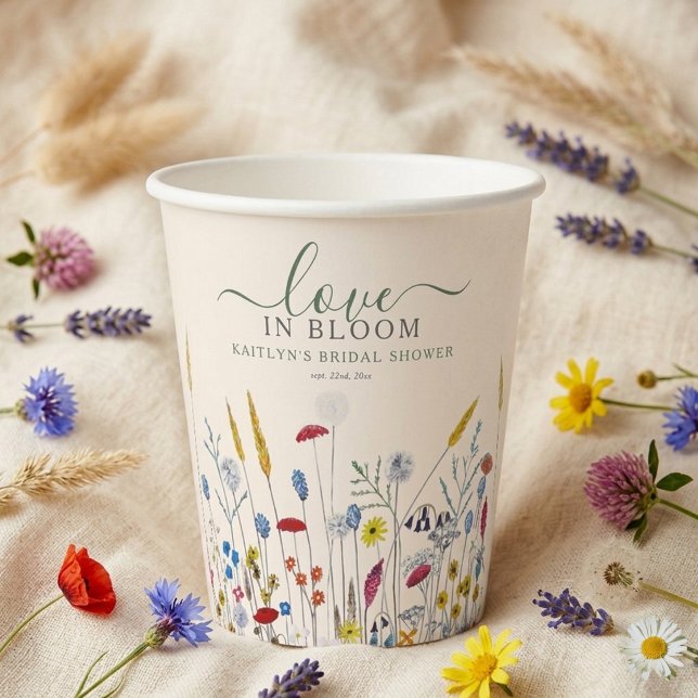 Vasos De Papel Love in Bloom Wildflower Meadow Bridal Shower (Subido por el creador)