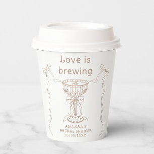 Vasos De Papel Love is brewing Bridal shower dibujado a mano