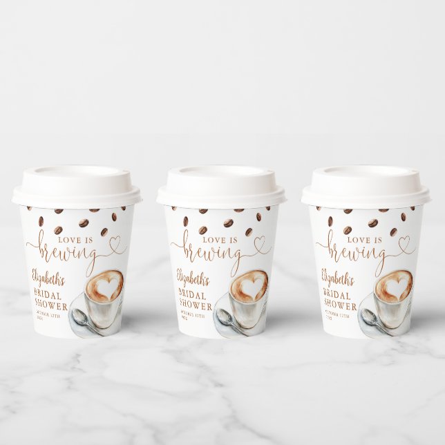Vasos De Papel Love Is Brewing Coffee Theme Bridal Shower (Multi)