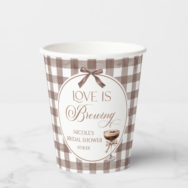 Vasos De Papel Love Is Brewing Expresso Martini Bow Bridal Shower (Anverso)
