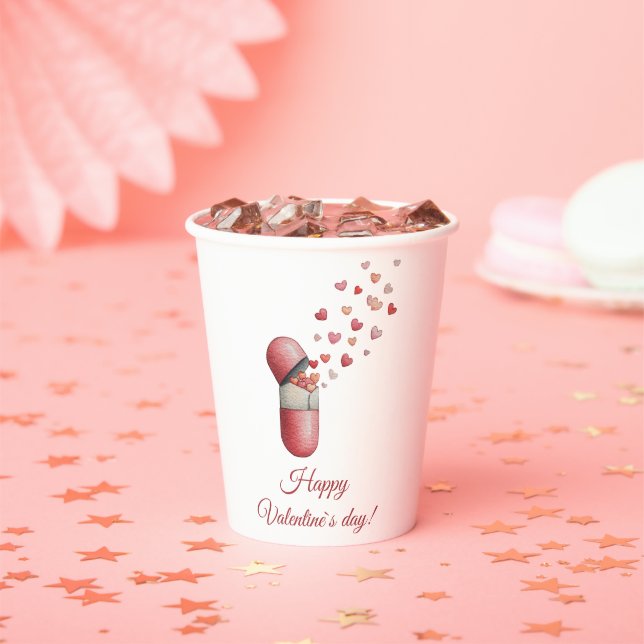Vasos De Papel Love Medicine Valentine's Day Design (in situ)