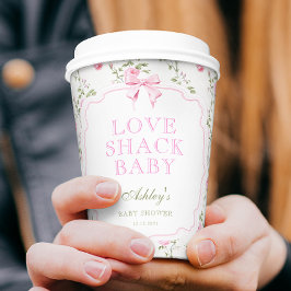 Vasos De Papel Love Shack Baby Pink Floral Baby Shower