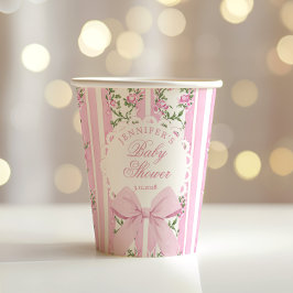 Vasos De Papel Love Shack Coquette Blush Pink Bow Baby Shower