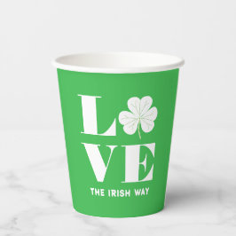 Vasos De Papel Love Shamrock Clover Irlanda Personalizado blanco 