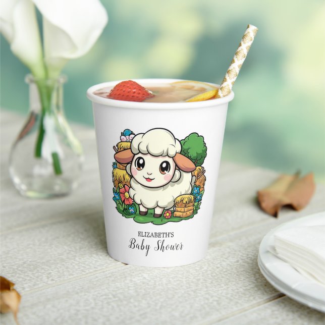 Vasos De Papel Lovely Whimsical Sheep Baby Shower (in situ)