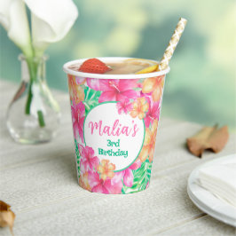 Vasos De Papel Luau 3.ᵉʳ cumpleaños