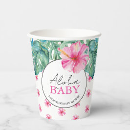 Vasos De Papel Luau Baby Shower Tropical Hibiscus Flower