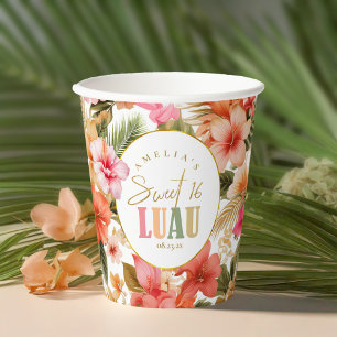 Vasos De Papel Luau Dulce hawaiano Dieciséis Patrones Florales ID