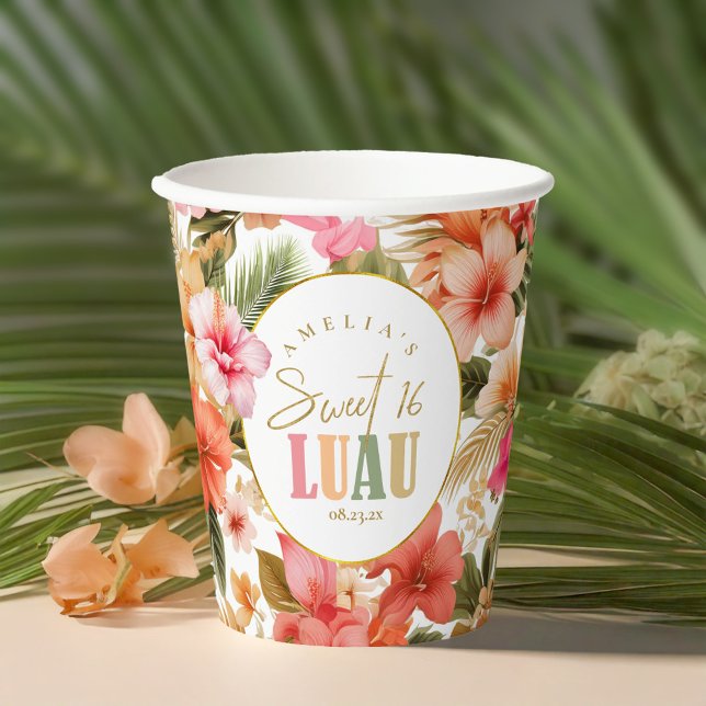 Vasos De Papel Luau Dulce hawaiano Dieciséis Patrones Florales ID (Subido por el creador)