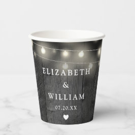 Vasos De Papel Luces de Cadena Rústico Madera Negra Boho Boda de 