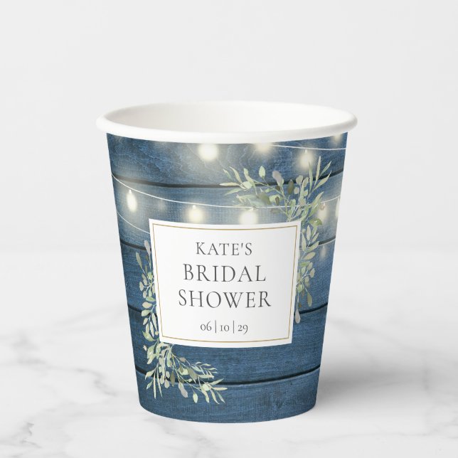 Vasos De Papel Luces de Cuerda Rústicas Despedida de Soltera con  (Anverso)