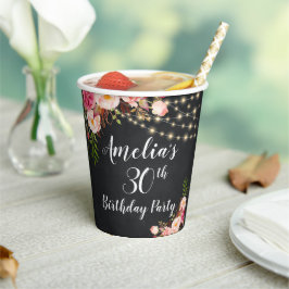 Vasos De Papel Luces de hadas y floral boho