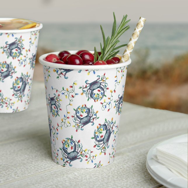 Vasos De Papel Luces de Navidad de Cangrejo Costero (Subido por el creador)