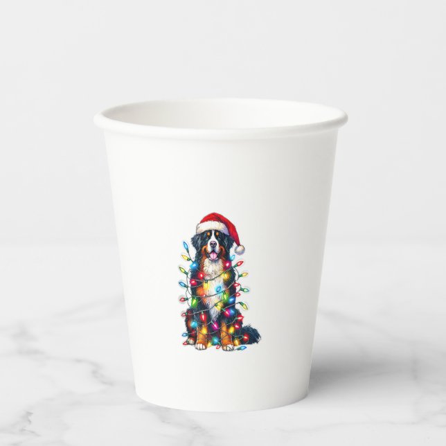 Vasos De Papel Luces de Navidades de Bernese Mountain Dog (Anverso)