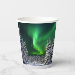 Vasos De Papel Luces del norte durante el invierno 