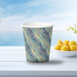 Vasos De Papel Luces metálicas pastel azul patrón