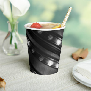 Vasos De Papel Luces Twinkle en blanco y negro