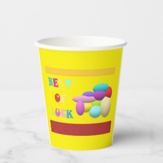Vasos De Papel Luck Charm mensaje de felicitación amarillo
