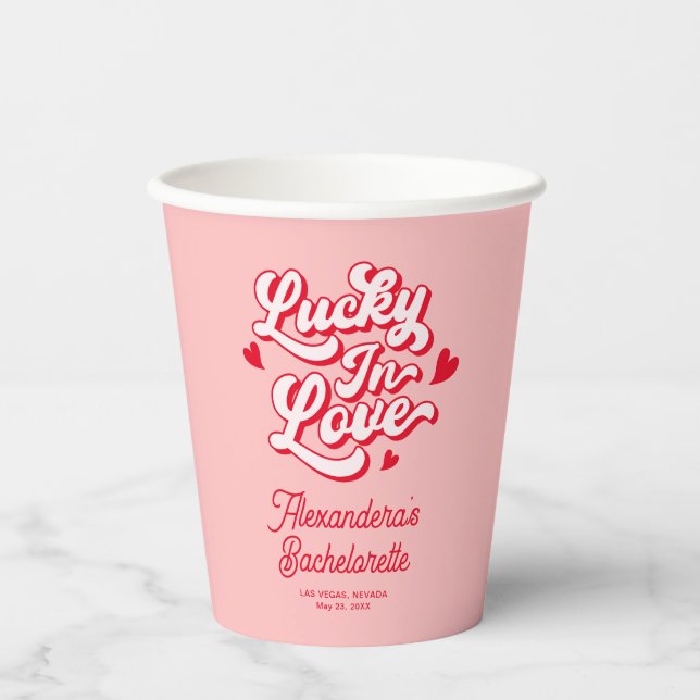 Vasos De Papel Lucky In Love Vegas Bachelorette Party Cups De Pap (Anverso)