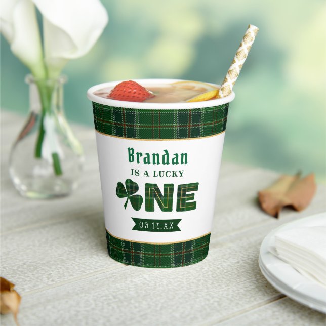Vasos De Papel Lucky Little Shamrock primer Fiesta de cumpleaños (in situ)