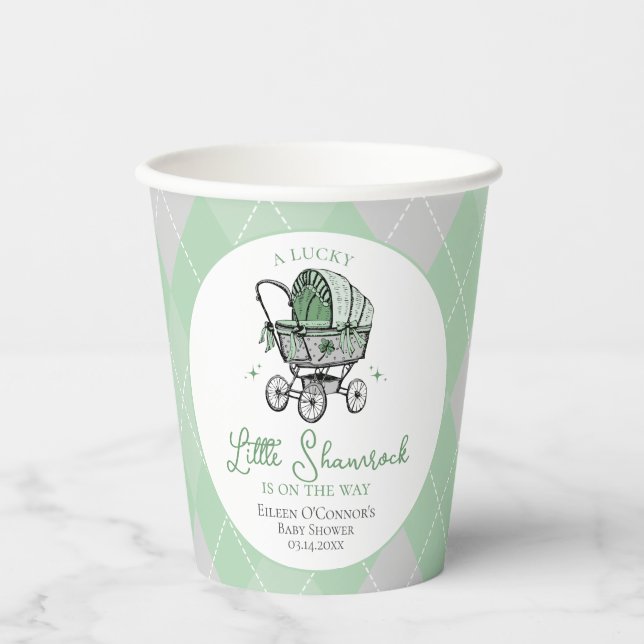 Vasos De Papel Lucky Little Shamrock St Patrics Baby Shower (Anverso)