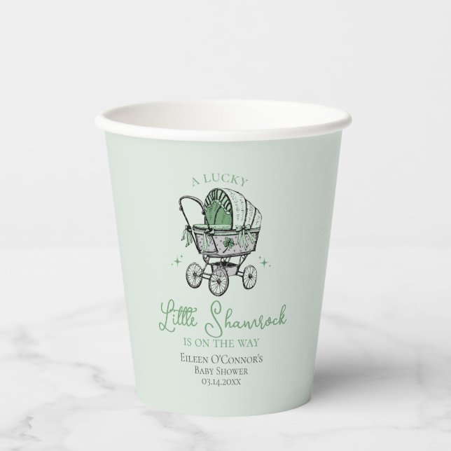 Vasos De Papel Lucky Little Shamrock St Patrics Baby Shower (Anverso)