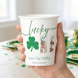 Vasos De Papel Lucky One First Birthday Shamrock Photo Party Cup
