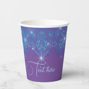 Vasos De Papel Lugar azul púrpura elegante diamante brillante
