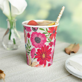 Vasos De Papel Luminoso patrón de flores silvestres ducha de novi