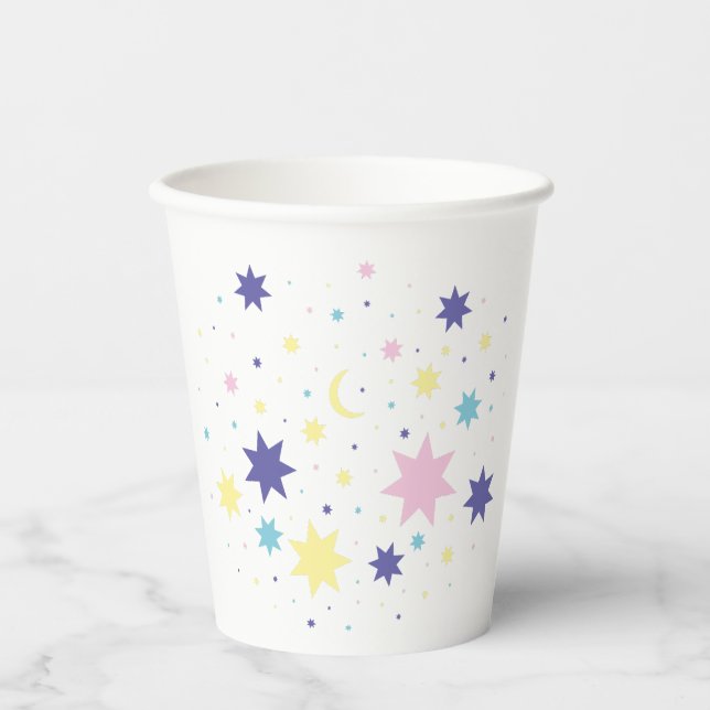 Vasos De Papel Luna y estrellas. (Anverso)