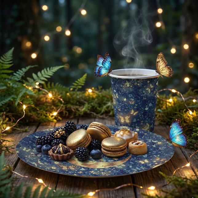 Vasos De Papel Lunar Glow Midnight Butterflies Party (Subido por el creador)