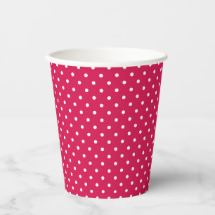 Vasos De Papel Lunares Clásicos Blanco - Rojo Frambuesa