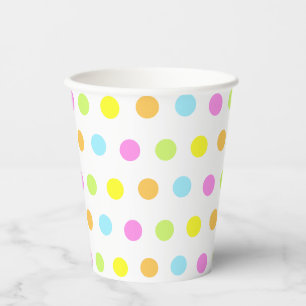 Vasos De Papel Lunares Coloridos en Colores Pastel