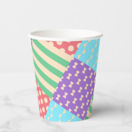 Vasos De Papel Lunares de lazo a cuadros geométricos pastel